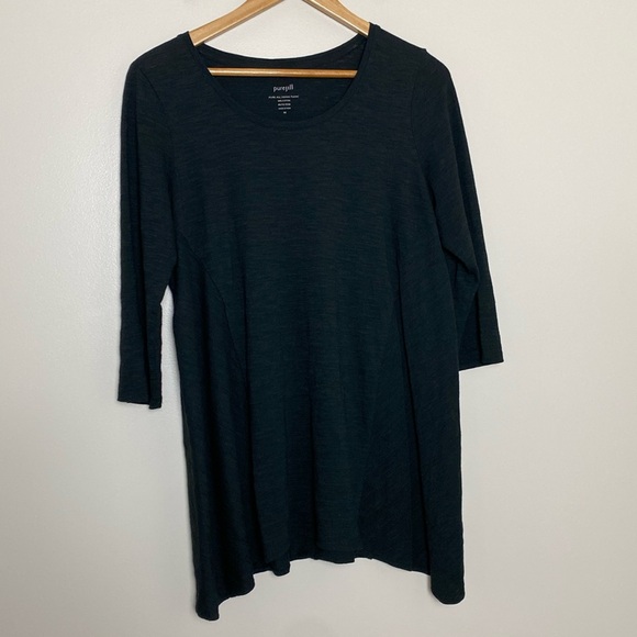 J. Jill Pure Jill Swing Tunic Slub Cotton Blend 3/4 Sleeve Lightweight Top Sz M - Picture 2 of 12